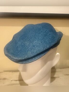 Vintage Blue Denim Flat Cap Newsboy Cabbie Hat L